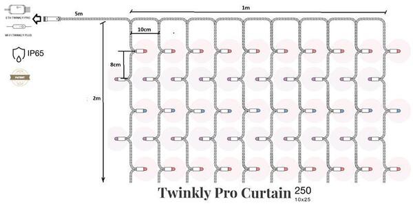 Smart LED Гирлянда Twinkly Pro Curtain RGBW 250 (10 по 25), IP65, AWG22 PV