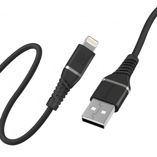 Кабель Promate PowerLine-Ai120 USB to Lightning MFi 2.4A 1.2 м Black (powe