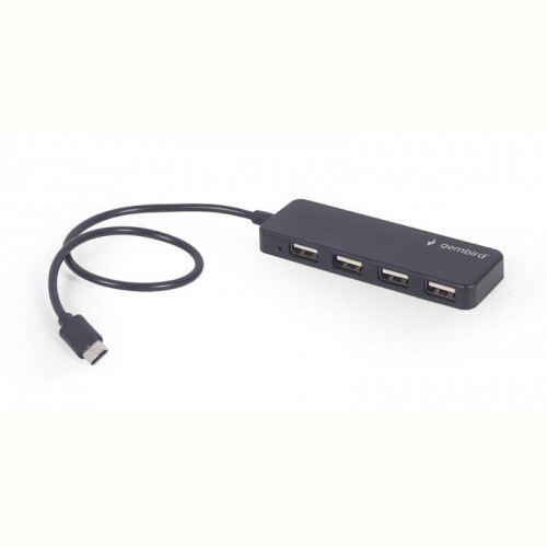 Концентратор USB Type-C Cablexpert 4хUSB2.0, пластик, Black (UHB-CM-U2P4-0