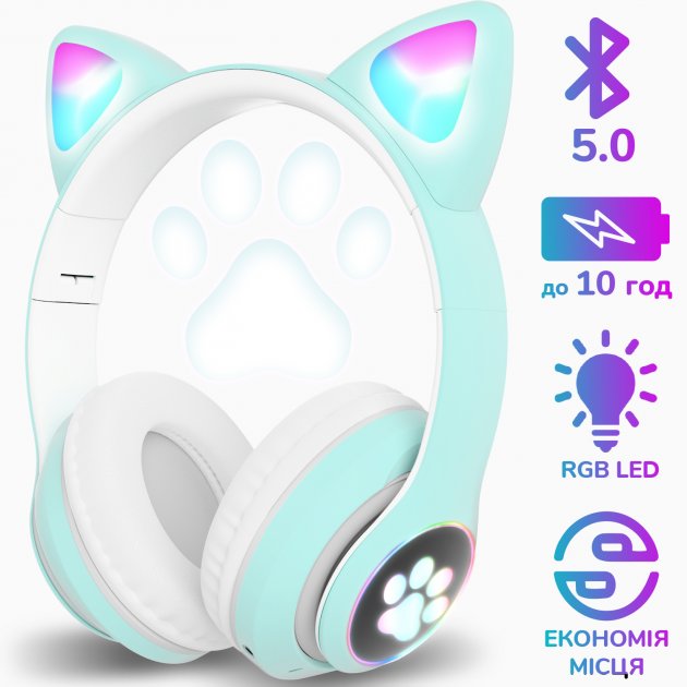 Навушники з котячими вушками Бездротові Wireless headphones Cat ear STN-28