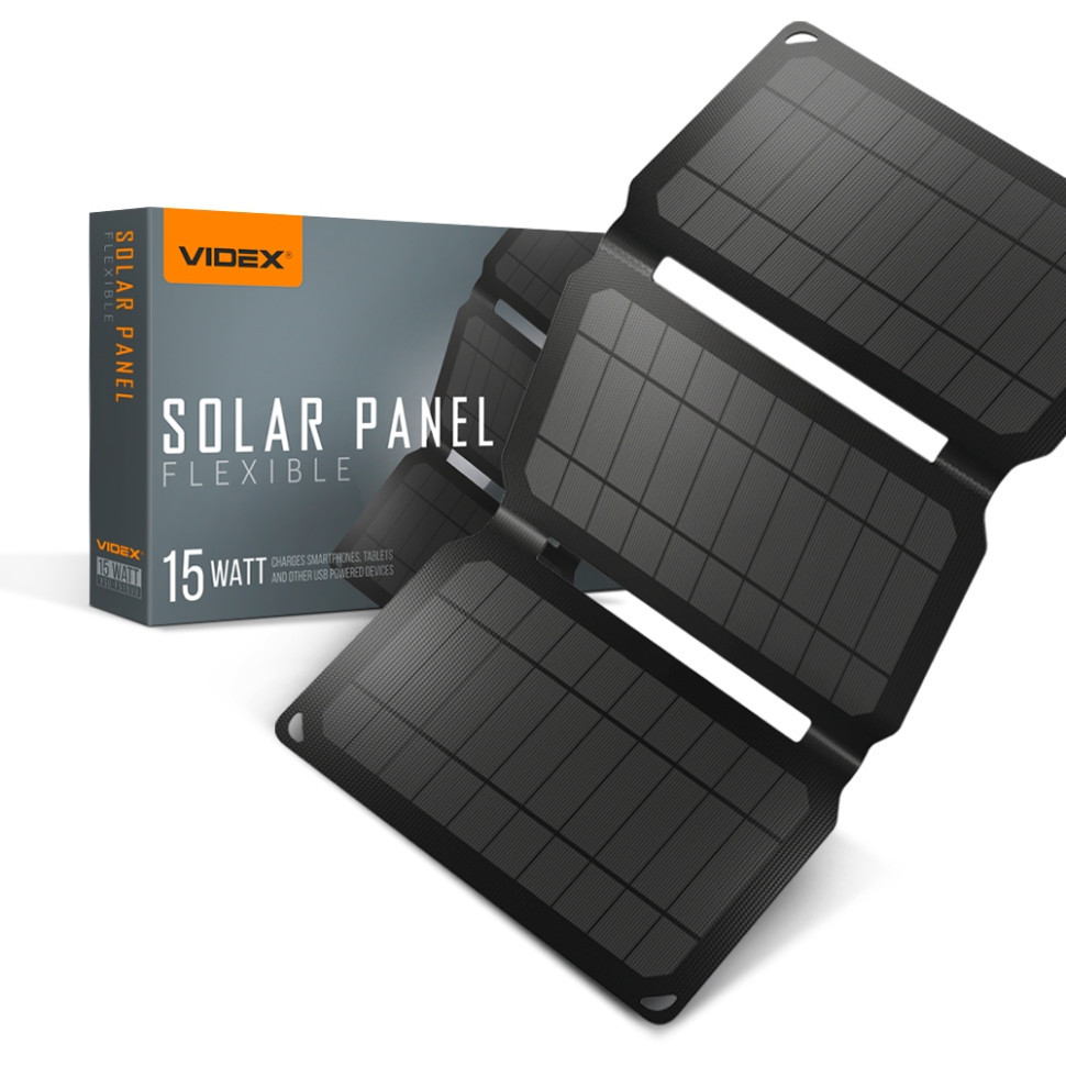 Портативное зарядное устройство солнечная панель VIDEX VSO-F515UU 15W VSO-