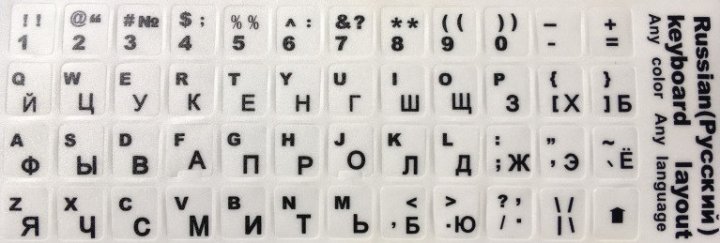 Прозорі наклейки на клавіатуру KeyStick чорні букви (90369yop)
