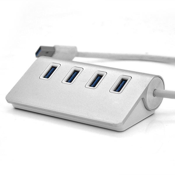 Хаб USB 3.0 алюмінієвий, 4 порти, 20 см, підтримка до 2TB, Пакет